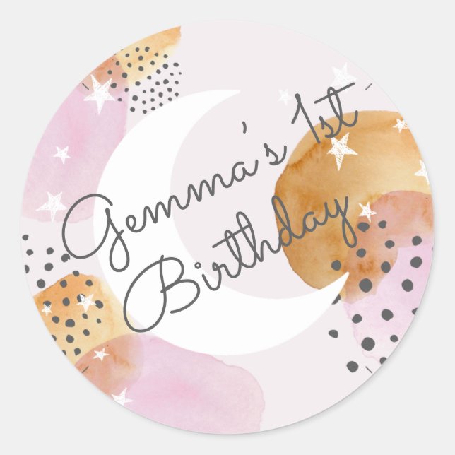 Pink Moon Classic Round Sticker (Front)