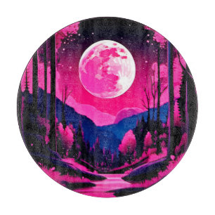 Pink Moon Fantasy Cutting Board
