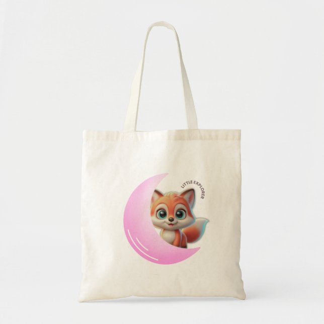 Pink Moon Fox Tote Bag (Front)