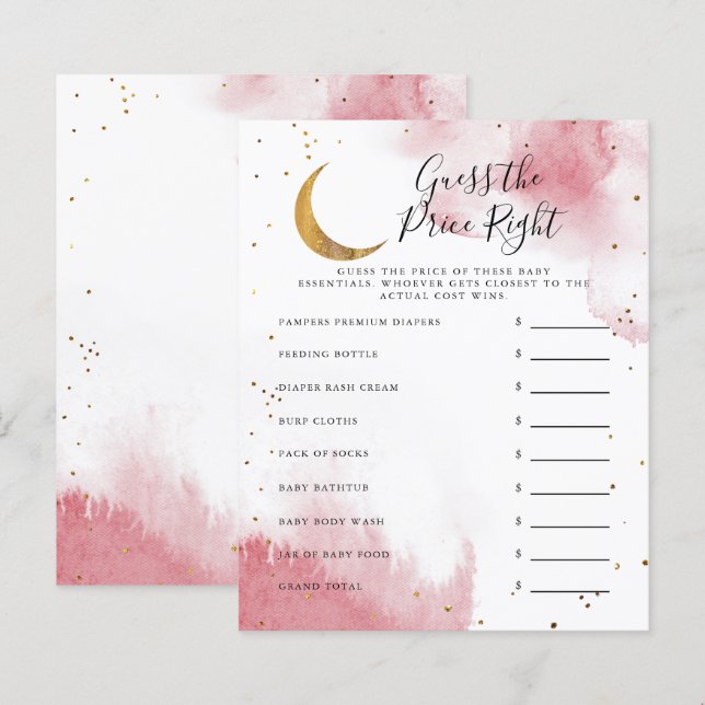 Pink Moon Guess The Price Right Baby Shower Game (Front/Back)