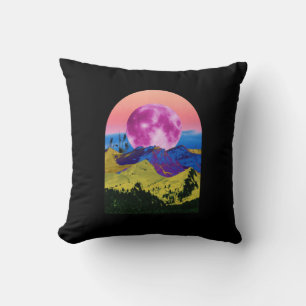Pink Moon Landscape Collage Cushion
