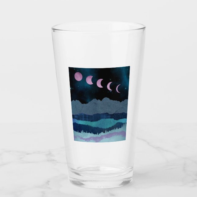 Pink Moon Phases Landscape Glass (Front)