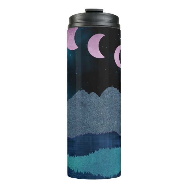 Pink Moon Phases Landscape Thermal Tumbler (Front)