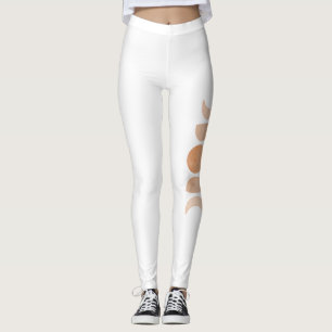 Pink Moon Phases on White Yoga Leggings