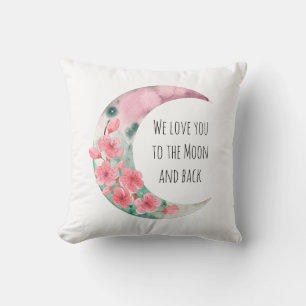 Pink Moon Spring Flower Baby Girl Nursery Cushion