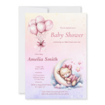 Pink Moon Sweet Sleepy Baby Bear Theme