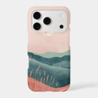Pink Moon Teal Boho Mountain Landscape