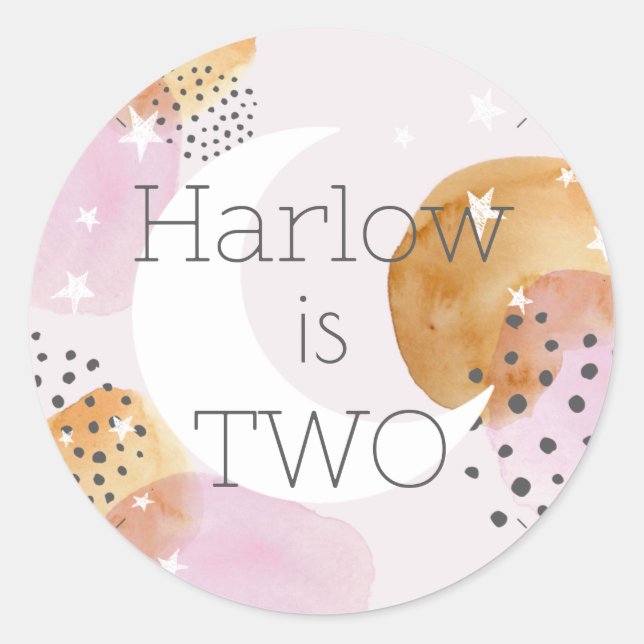 Pink Moon two the moon Classic Round Sticker (Front)