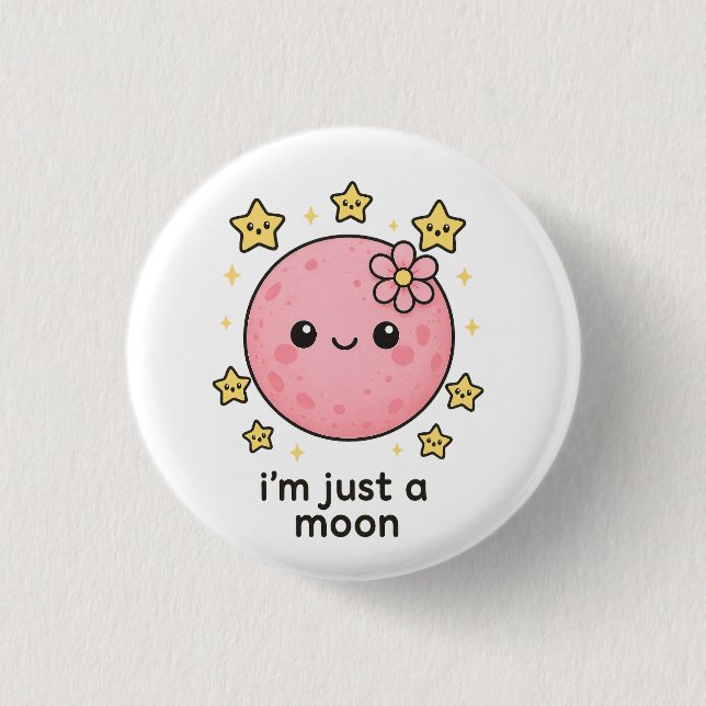 Pink Moon With a Bow  3 Cm Round Badge (Front)