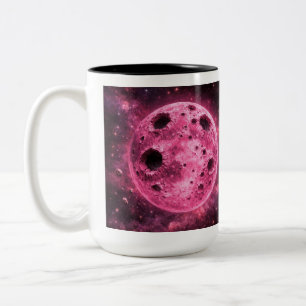 Pink Moon with Asteroid Holes Two-Tone Coffee Mug