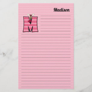 Pink Moose Mongram "M" Lined Stationery