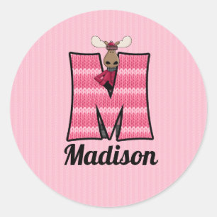 Pink Moose Monogram "M" Personalised Stickers