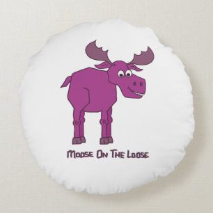 Pink Moose on the Loose Round Cushion