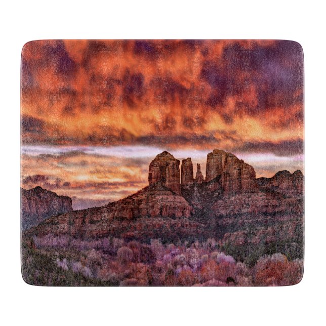 Pink Morning Glory Cutting Board (Front)