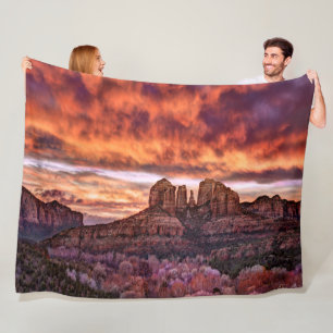 Pink Morning Glory Fleece Blanket
