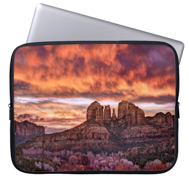 Pink Morning Glory Laptop Sleeve (Front)