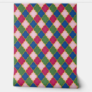 Pink Moroccan Lattice Geometric Wallpaper