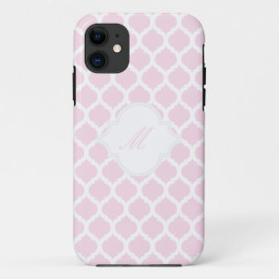 Pink Moroccan Pattern with Monogram iPhone 5 Cases