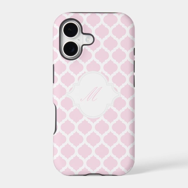 Pink Moroccan Pattern with Monogram iPhone 5 Cases (Back)