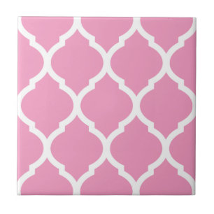 Pink Moroccan Quatrefoil Patterned Ceramic Tile