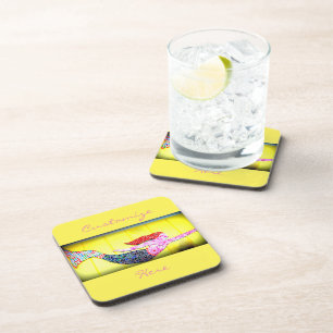 pink mosaic mermaid swimming coaster
