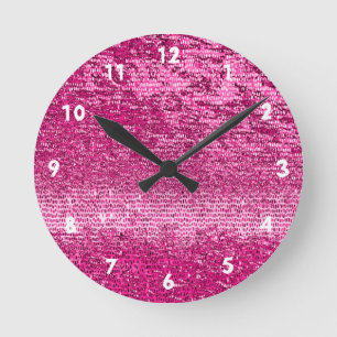 Pink mosaic pattern round clock