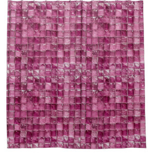 Pink mosaic pattern shower curtain