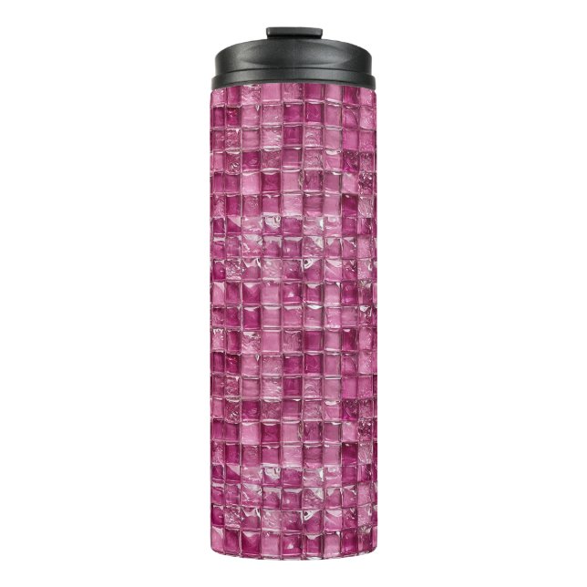 Pink mosaic pattern thermal tumbler (Front)