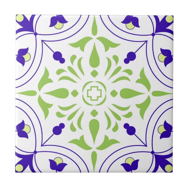 Pink Mosaic Portuguese Mediterranean  Ceramic Tile (Front)