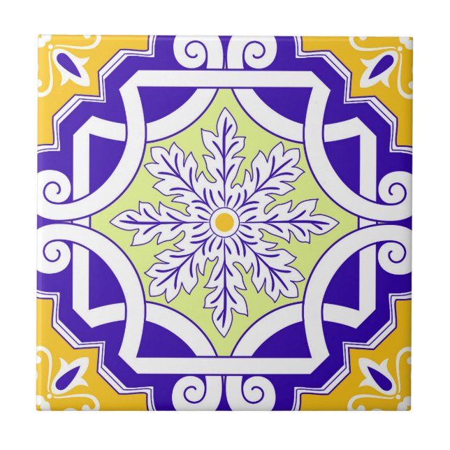 Pink Mosaic Portuguese Mediterranean  Ceramic Tile (Front)
