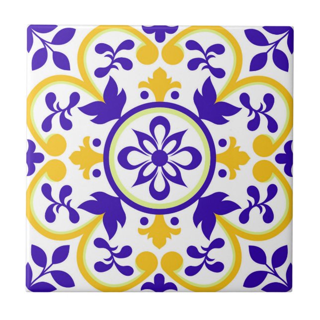 Pink Mosaic Portuguese Mediterranean  Ceramic Tile (Front)