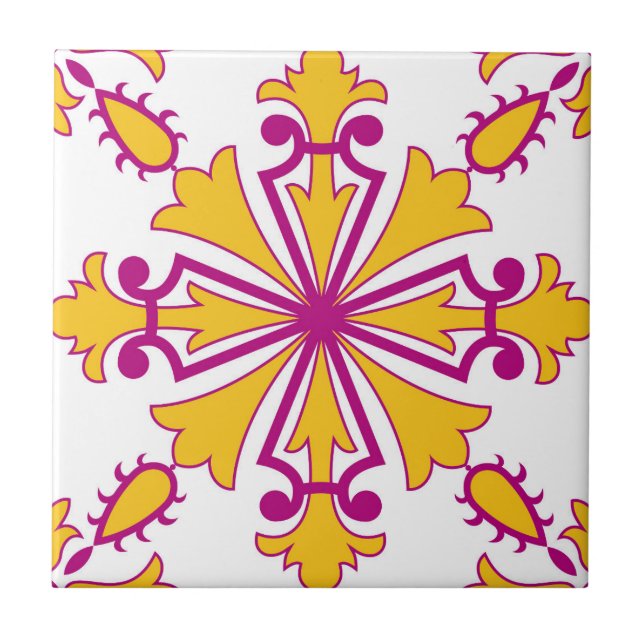 Pink Mosaic Portuguese Mediterranean  Ceramic Tile (Front)