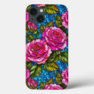 Pink mosaic roses  iPhone 13 case
