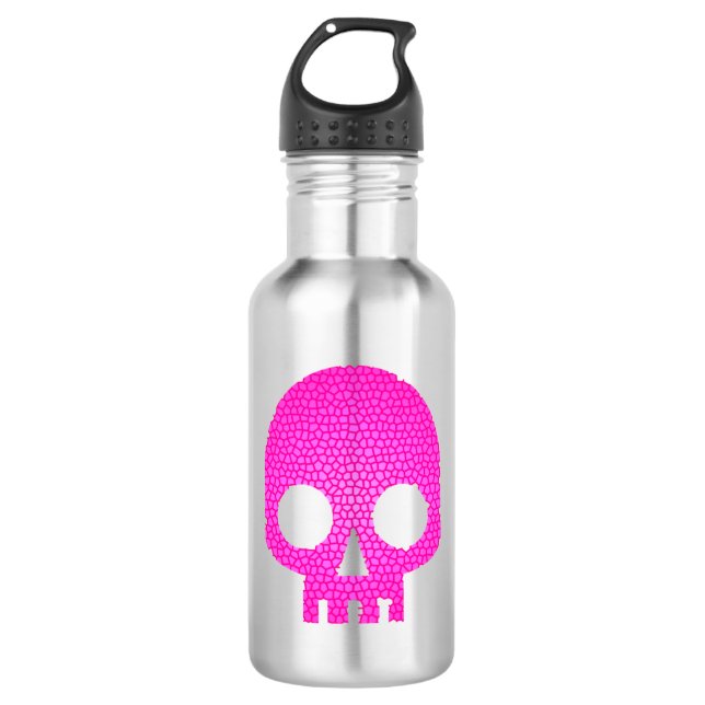 Pink Mosaic Skull 710 Ml Water Bottle (Front)