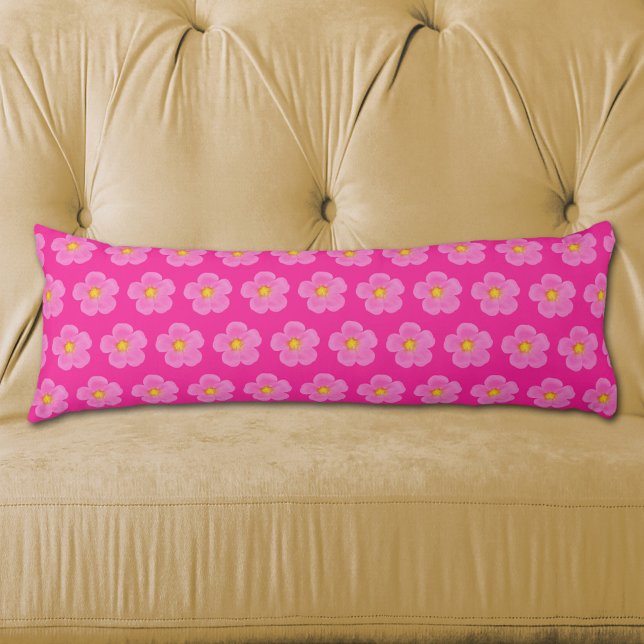 Pink Moss Rose Flower Seamless Pattern on Body Cushion (Pink Moss Rose flower seamless pattern on body pillow)