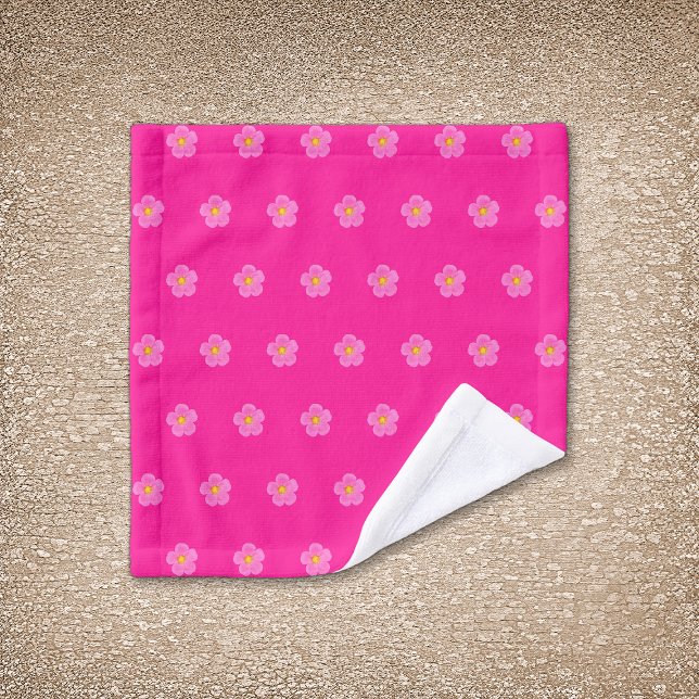 Pink Moss Rose Flower Seamless Pattern on Wash Cloth (Pink Moss Rose flower seamless pattern on wash cloth)