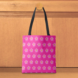 Pink Moss Rose Seamless Pattern on Tote Bag