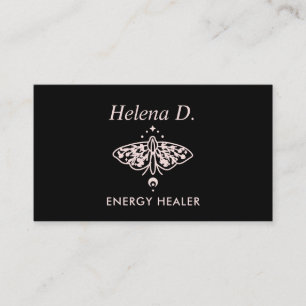 Pink Moth Butterfly Moon Phase Reiki Practitioner  Business Card