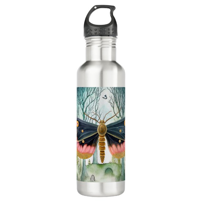 Pink Moth Forest Night 710 Ml Water Bottle (Front)