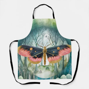 Pink Moth Forest Night Apron