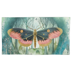 Pink Moth Forest Night Pillowcase