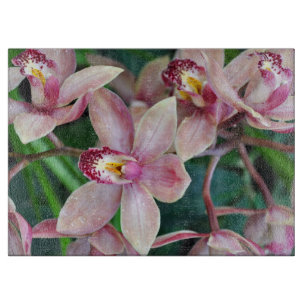 Pink moth orchids cutting board