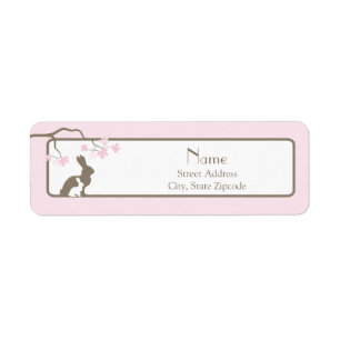 Pink Mother and Baby Bunny Address Label Return Address Label