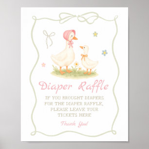Pink Mother Goose Baby shower Diaper Raffle Poster
