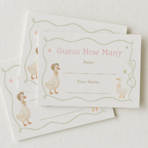 Pink Mother Goose Baby Shower Guess How Many Game Enclosure Card