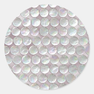 Pink Mother Of Pearl Sequins Classic Round Sticker