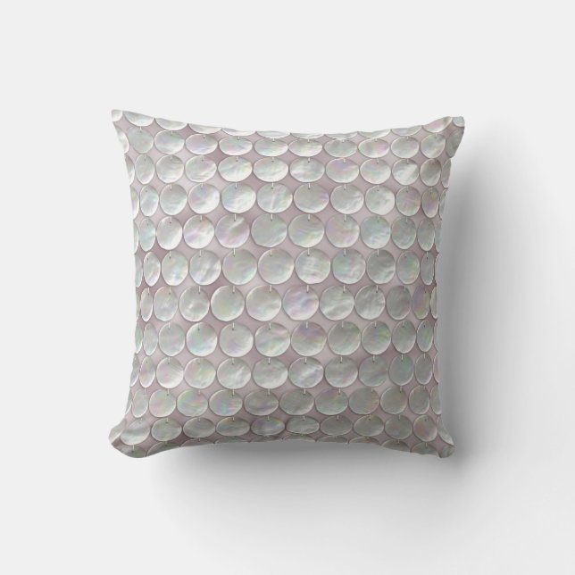 Pink Mother Of Pearl Sequins Cushion (Front)