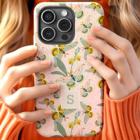 Pink Moths And Daffodils Pattern Monogram