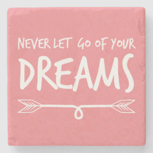 Pink Motivational Dreams Happiness Goals Success Stone Coaster