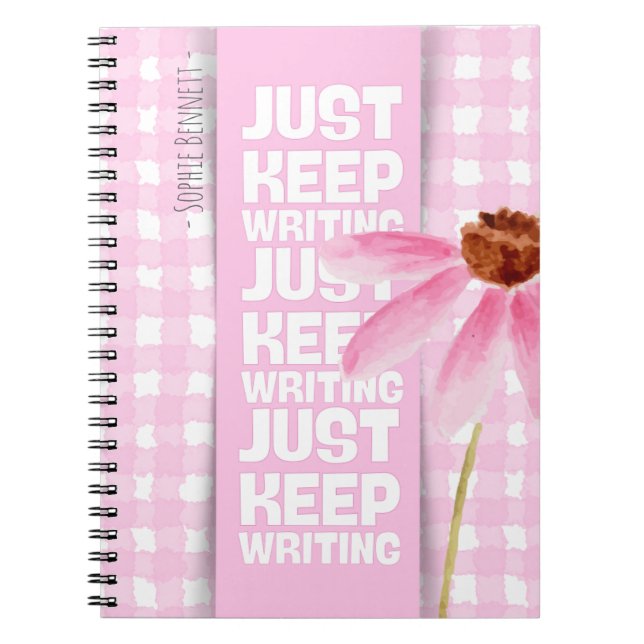 Pink Motivational Gingham Notebook (Front)
